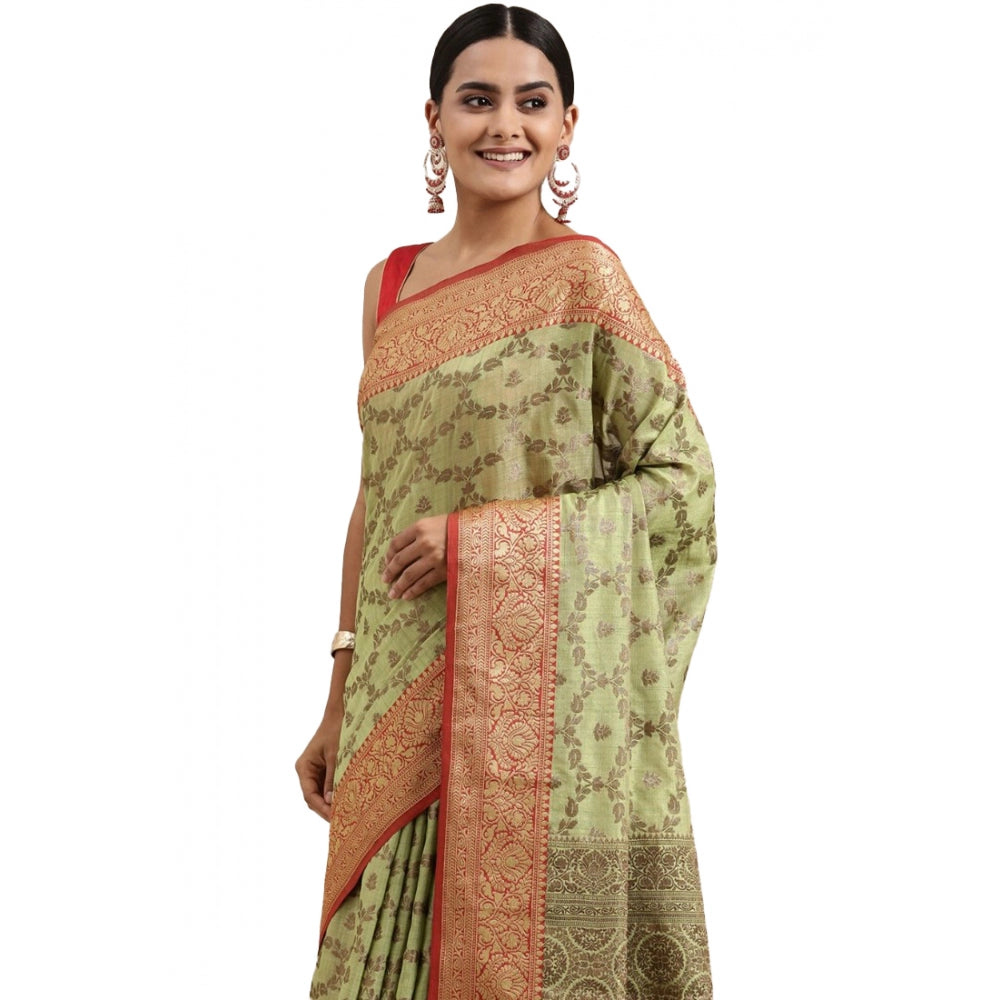 Ranili chanderi Cotton Printed Saree With Unstitched Blouse