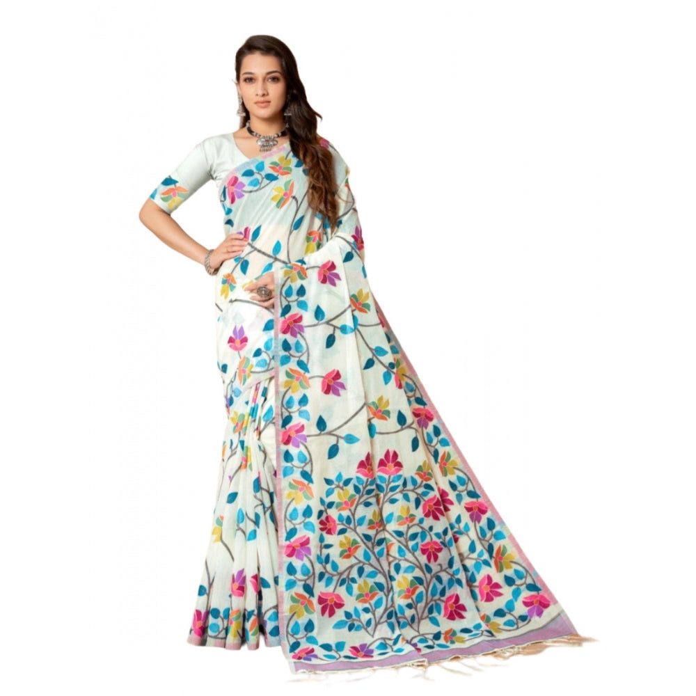 Ranili cotton Printed Saree With Unstitched Blouse