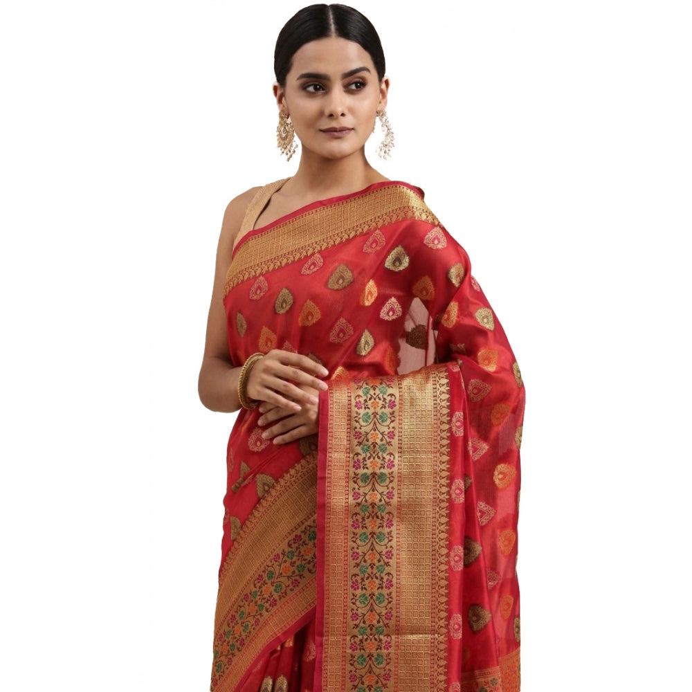 Ranili organza Printed Saree With Unstitched Blouse