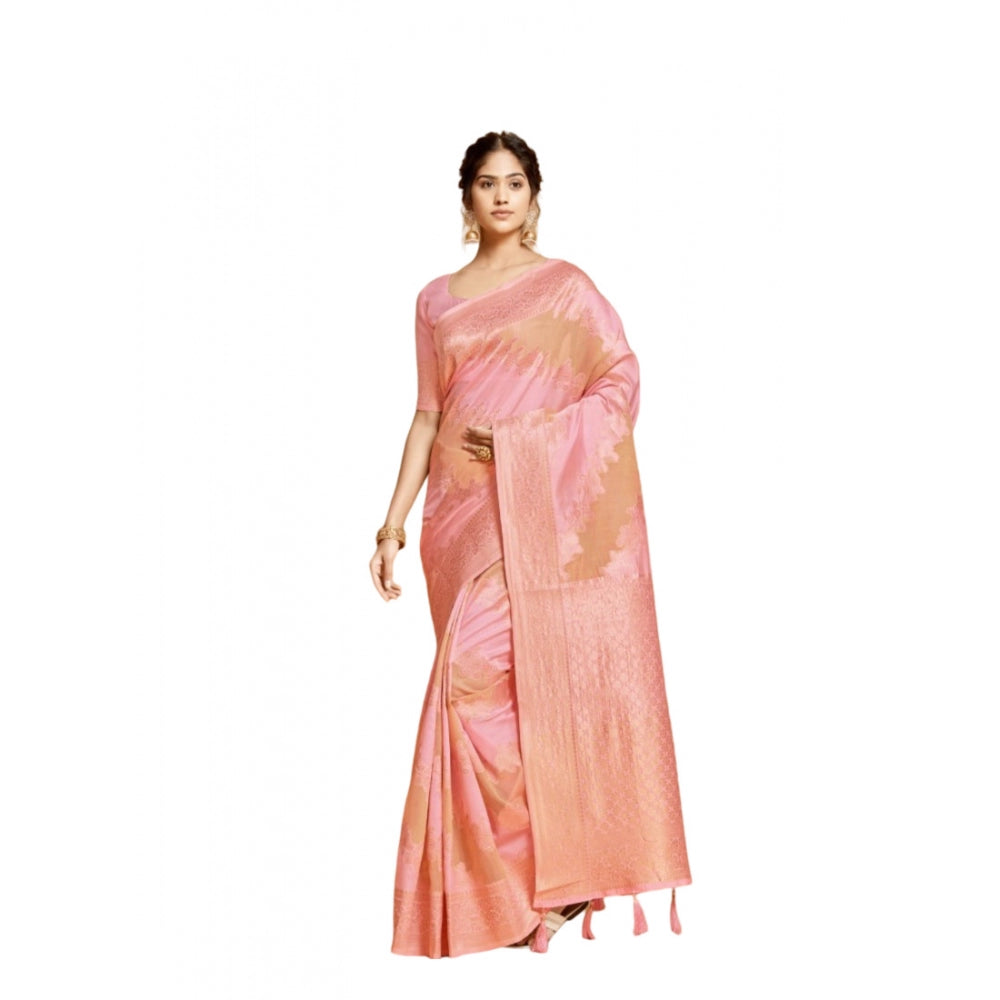 Ranili linen Printed Saree With Unstitched Blouse