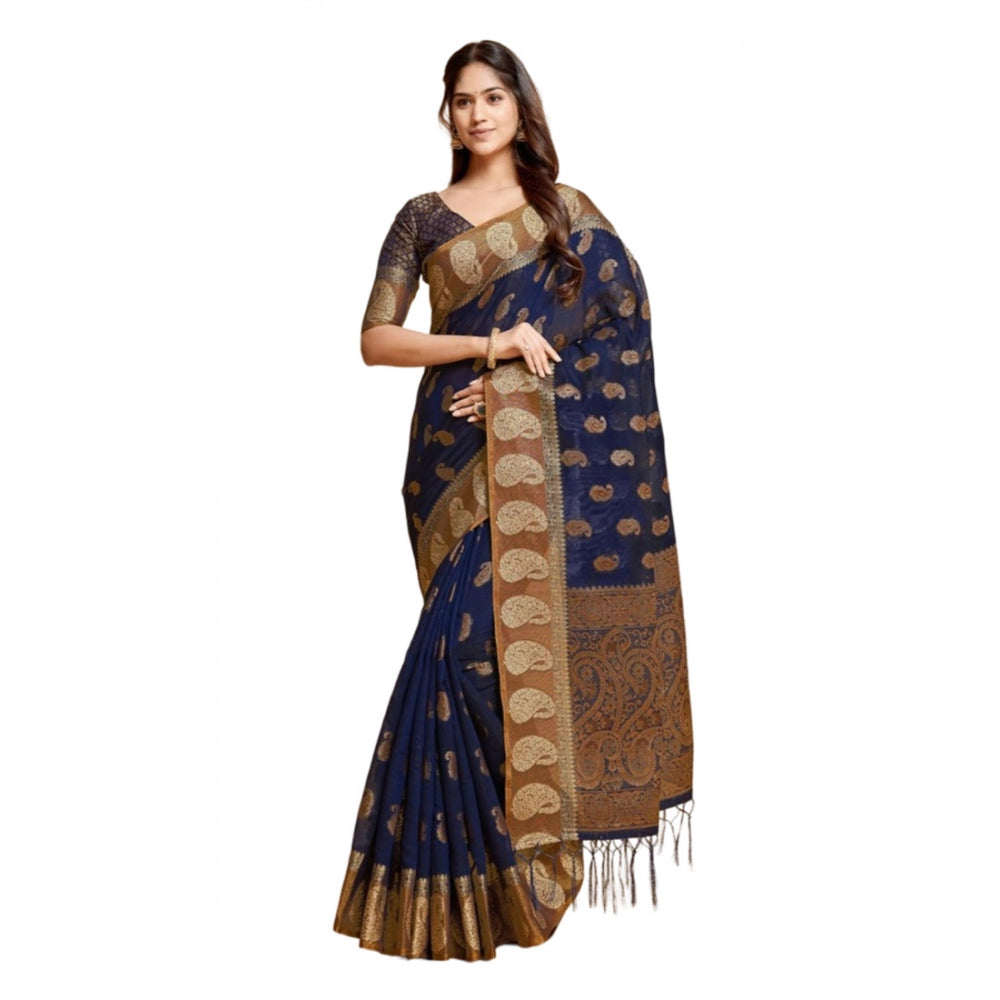 Ranili chanderi Cotton Printed Saree With Unstitched Blouse