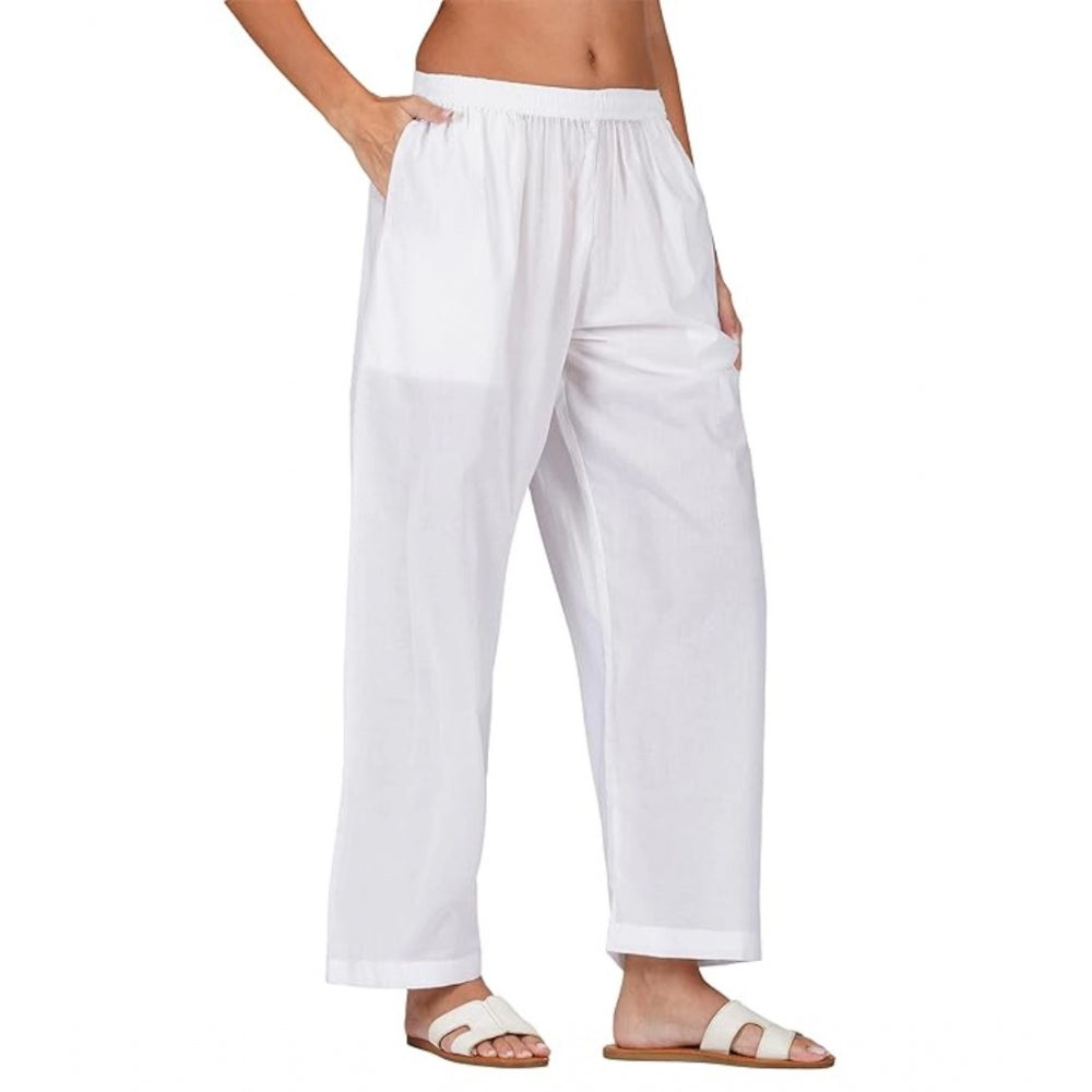 Ranili Casual Cotton Cambric Solid Elastic Palazzo Trousers