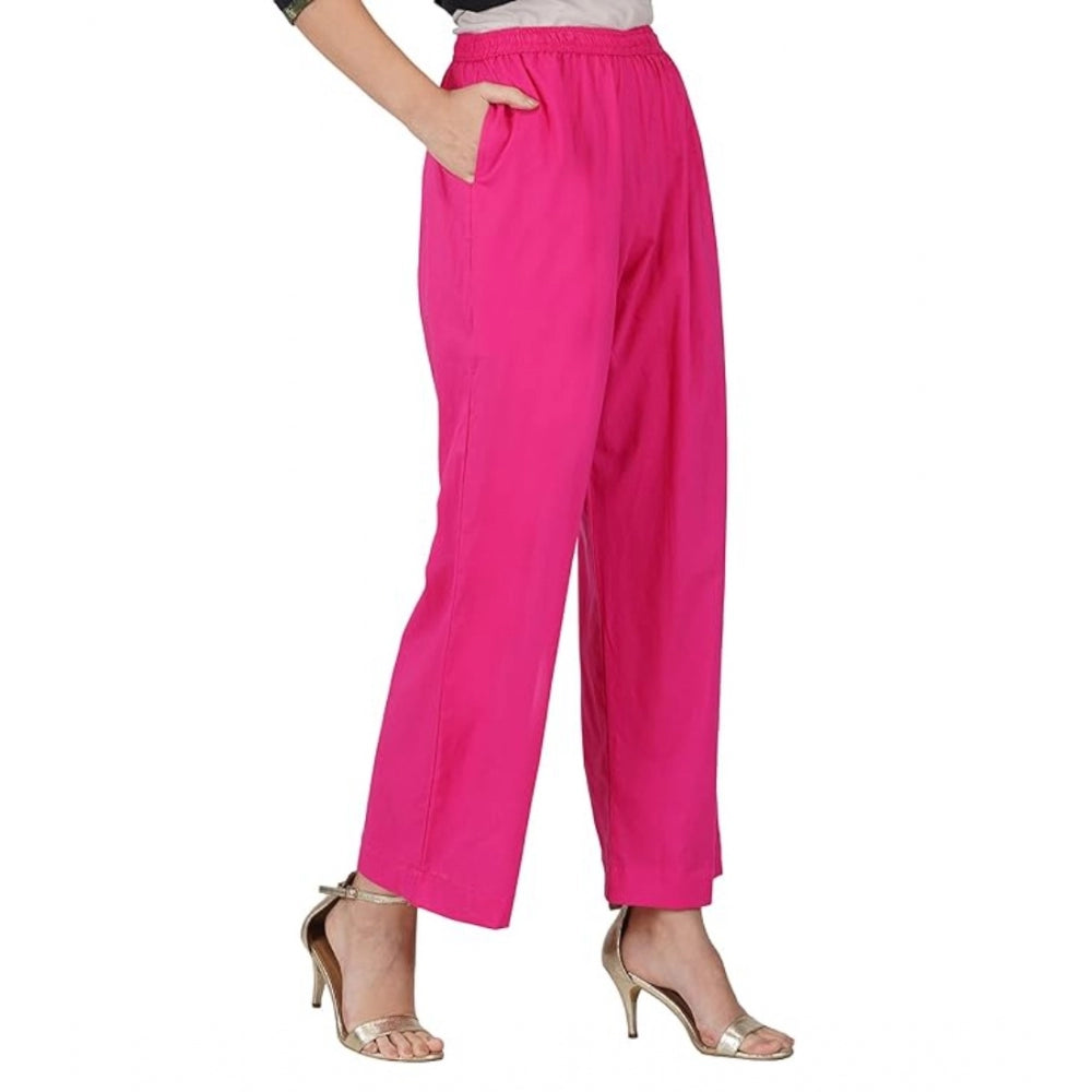 Ranili Casual Cotton Cambric Solid Elastic Palazzo Trousers