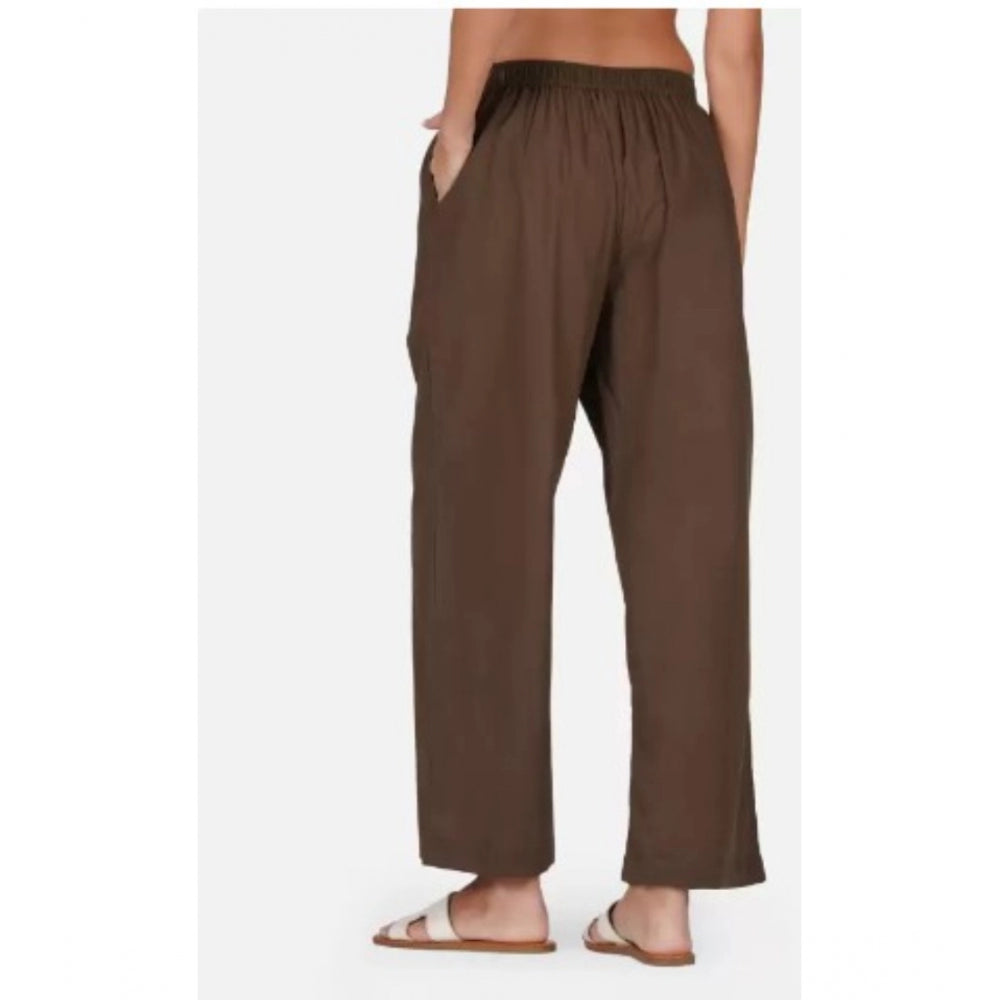 Ranili Casual Cotton Cambric Solid Elastic Palazzo Trousers
