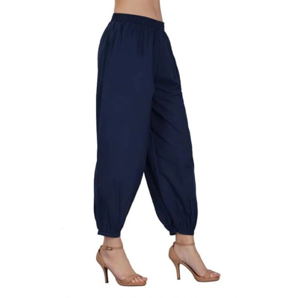 Ranili Casual Cotton Cambric Solid Elastic Waist Patiala Harem Pants