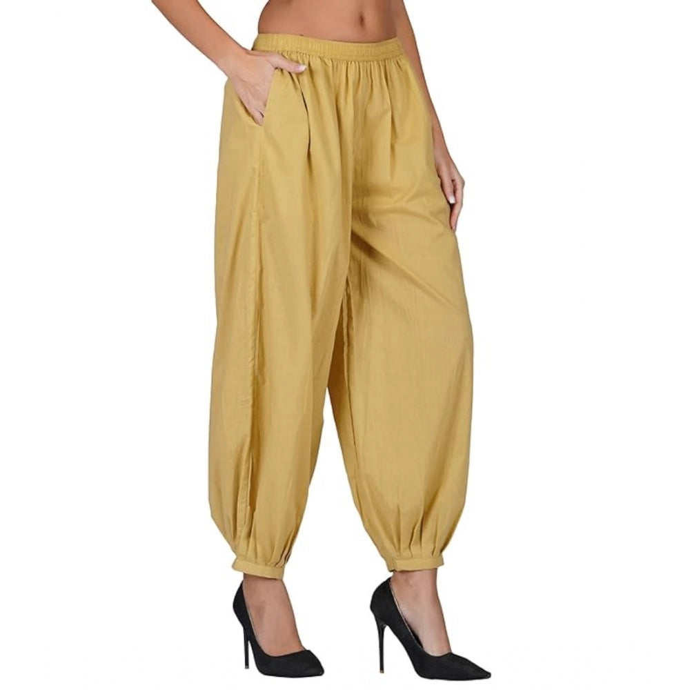 Ranili Casual Cotton Cambric Solid Elastic Waist Patiala Harem Pants