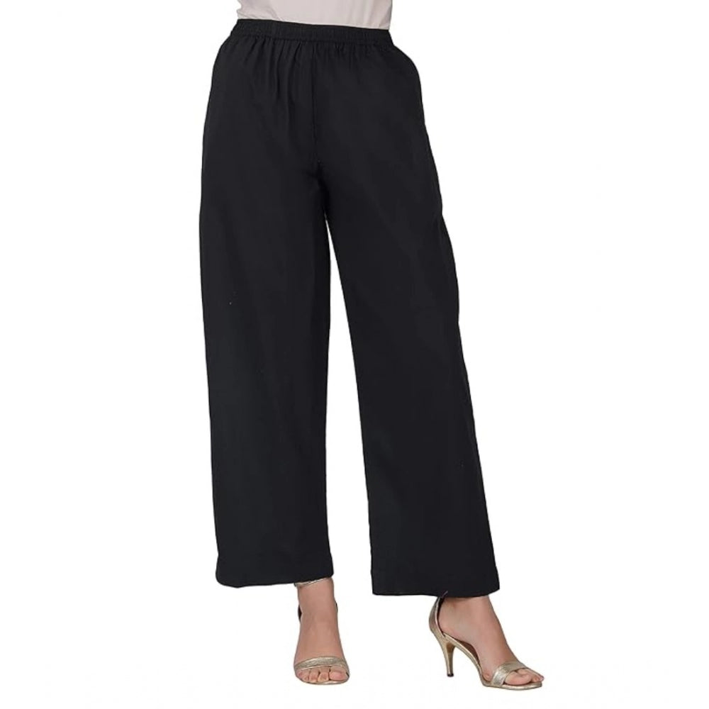 Ranili Casual Cotton Cambric Solid Elastic Palazzo Trousers