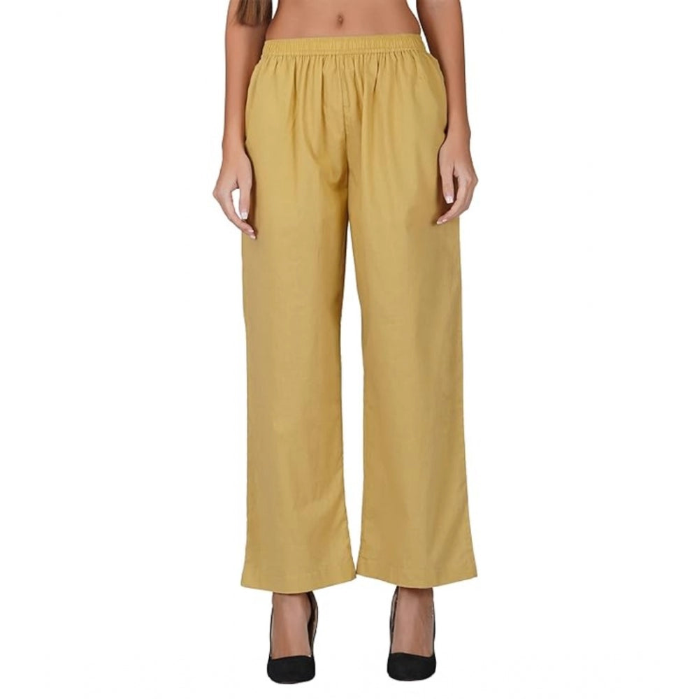 Ranili Casual Cotton Cambric Solid Elastic Palazzo Trousers
