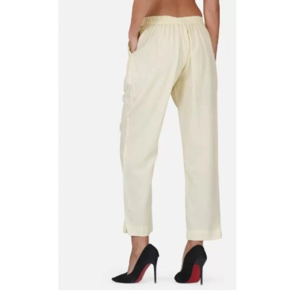 Ranili Casual Cotton Flax Solid Adjustable Waist Trouser Pants