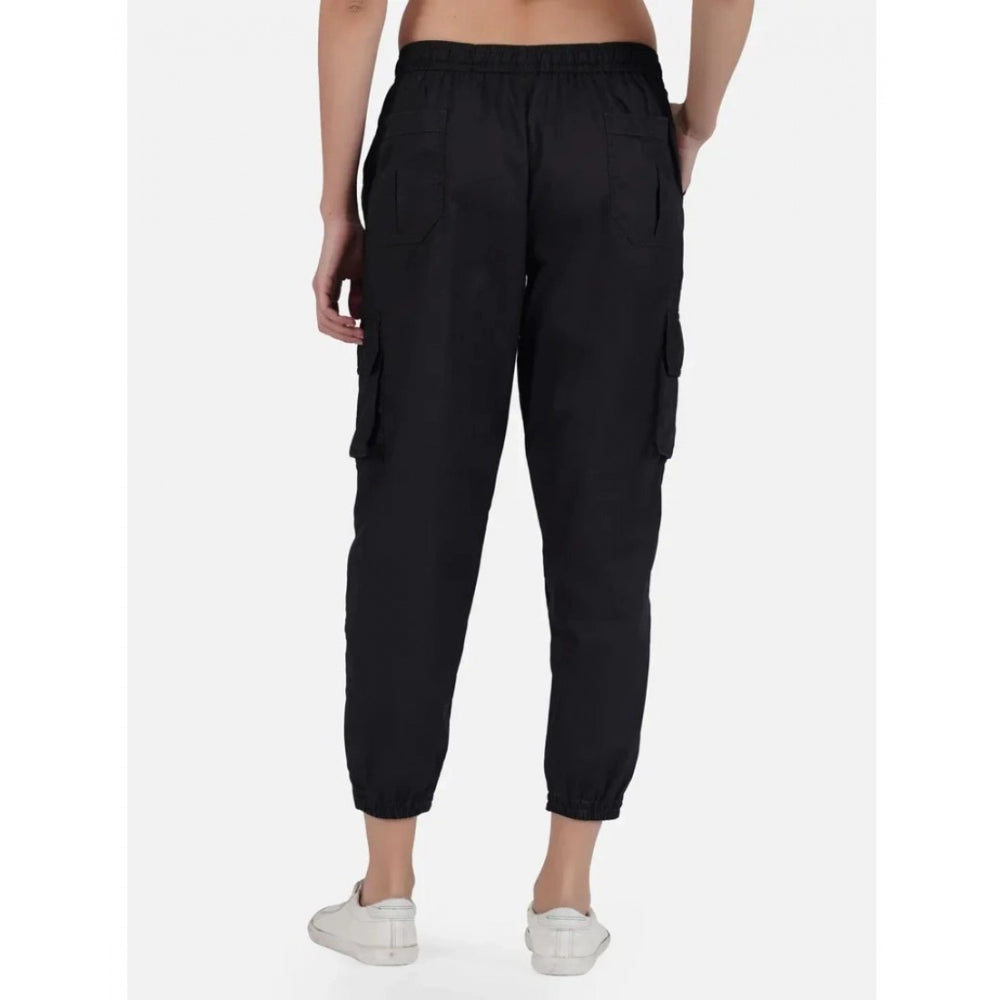 Ranili Casual Cotton Solid Elastic With Drawstring Cargo Pants