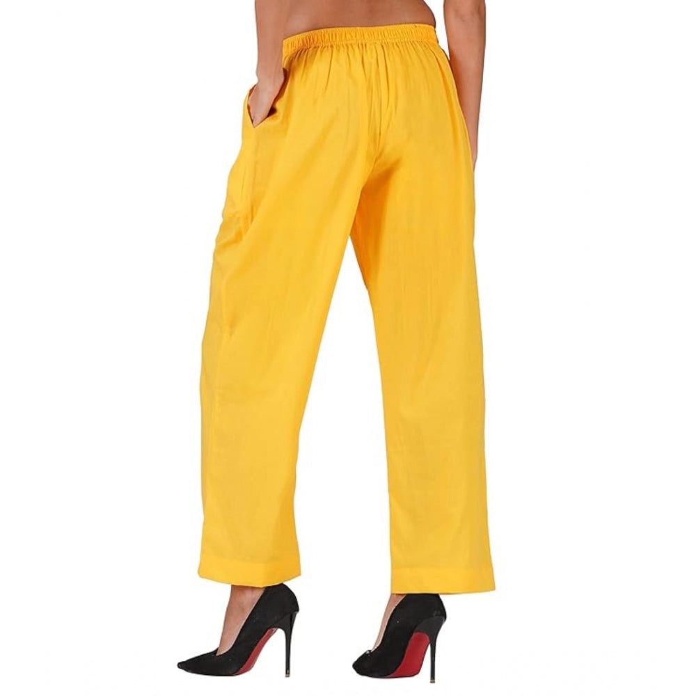 Ranili Casual Cotton Cambric Solid Elastic Palazzo Trousers