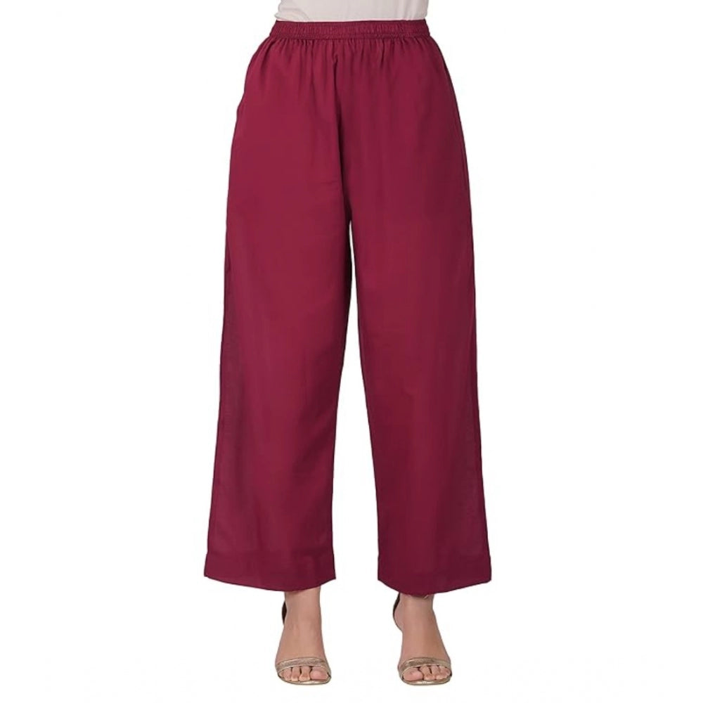 Ranili Casual Cotton Cambric Solid Elastic Palazzo Trousers