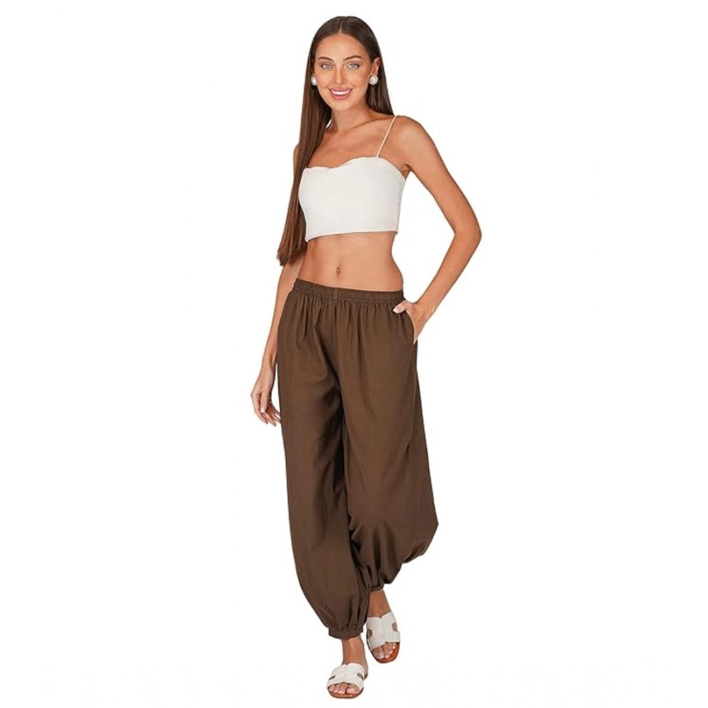 Ranili Casual Cotton Cambric Solid Elastic Waist Patiala Harem Pants