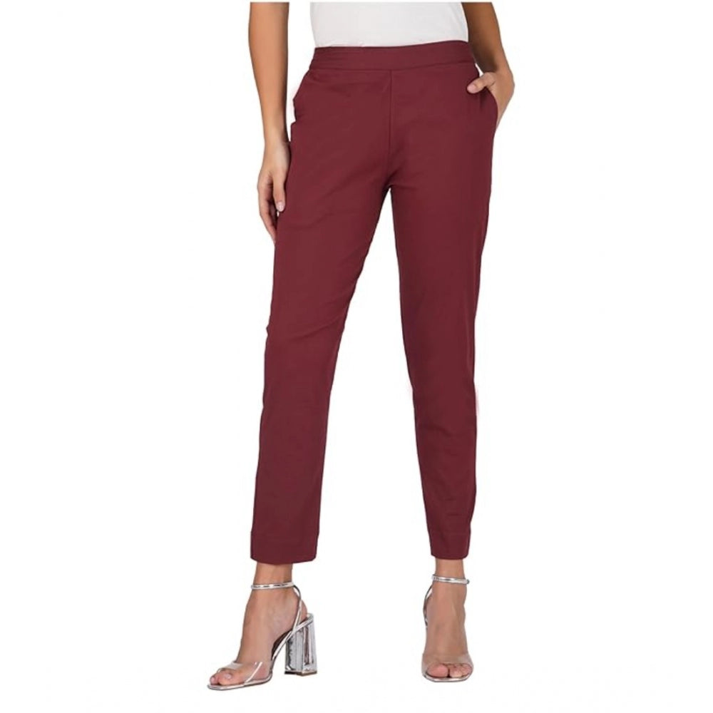 Ranili Casual Cotton Lycra Solid Trouser Pants