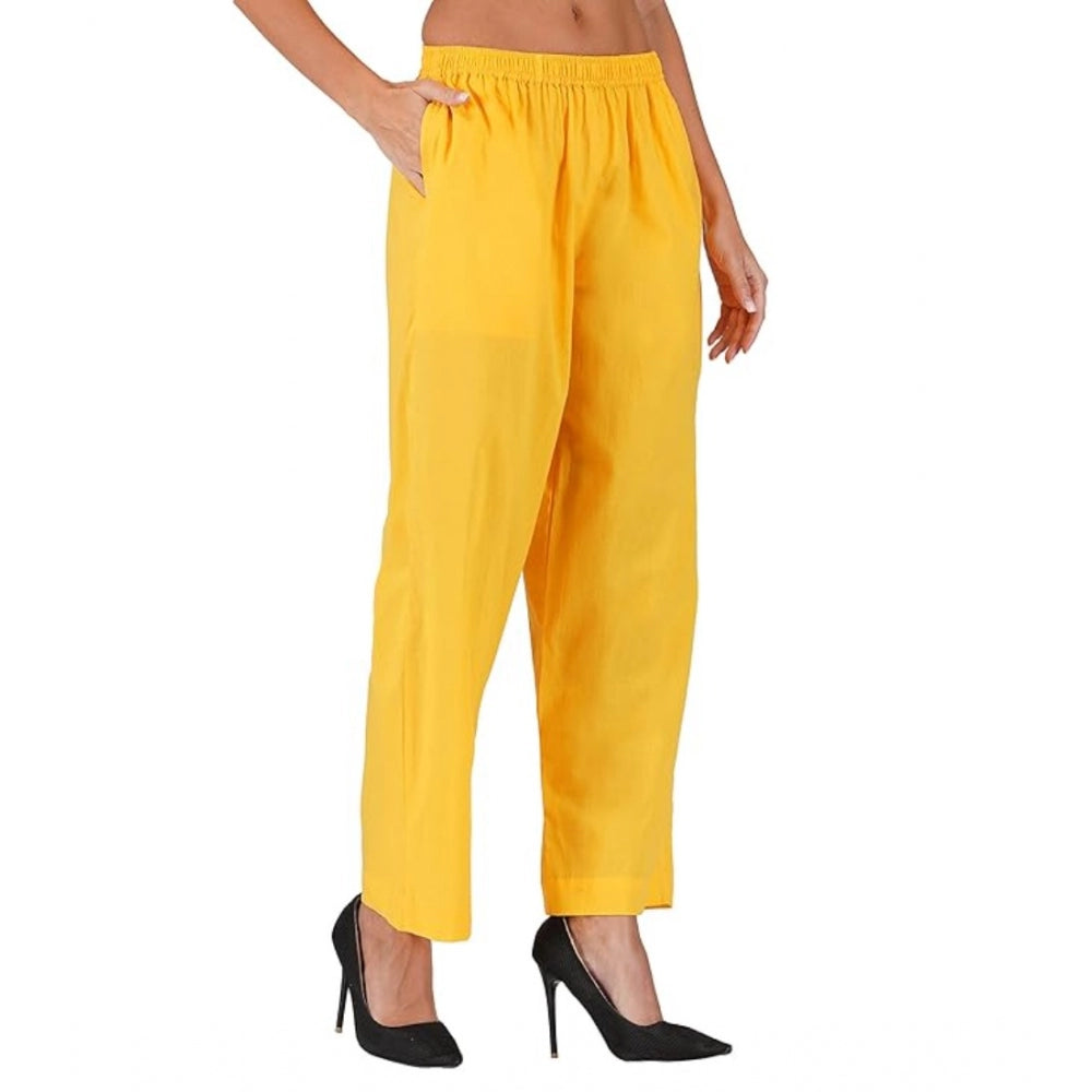 Ranili Casual Cotton Cambric Solid Elastic Palazzo Trousers