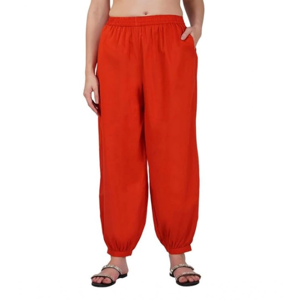 Ranili Casual Cotton Cambric Solid Elastic Waist Patiala Harem Pants