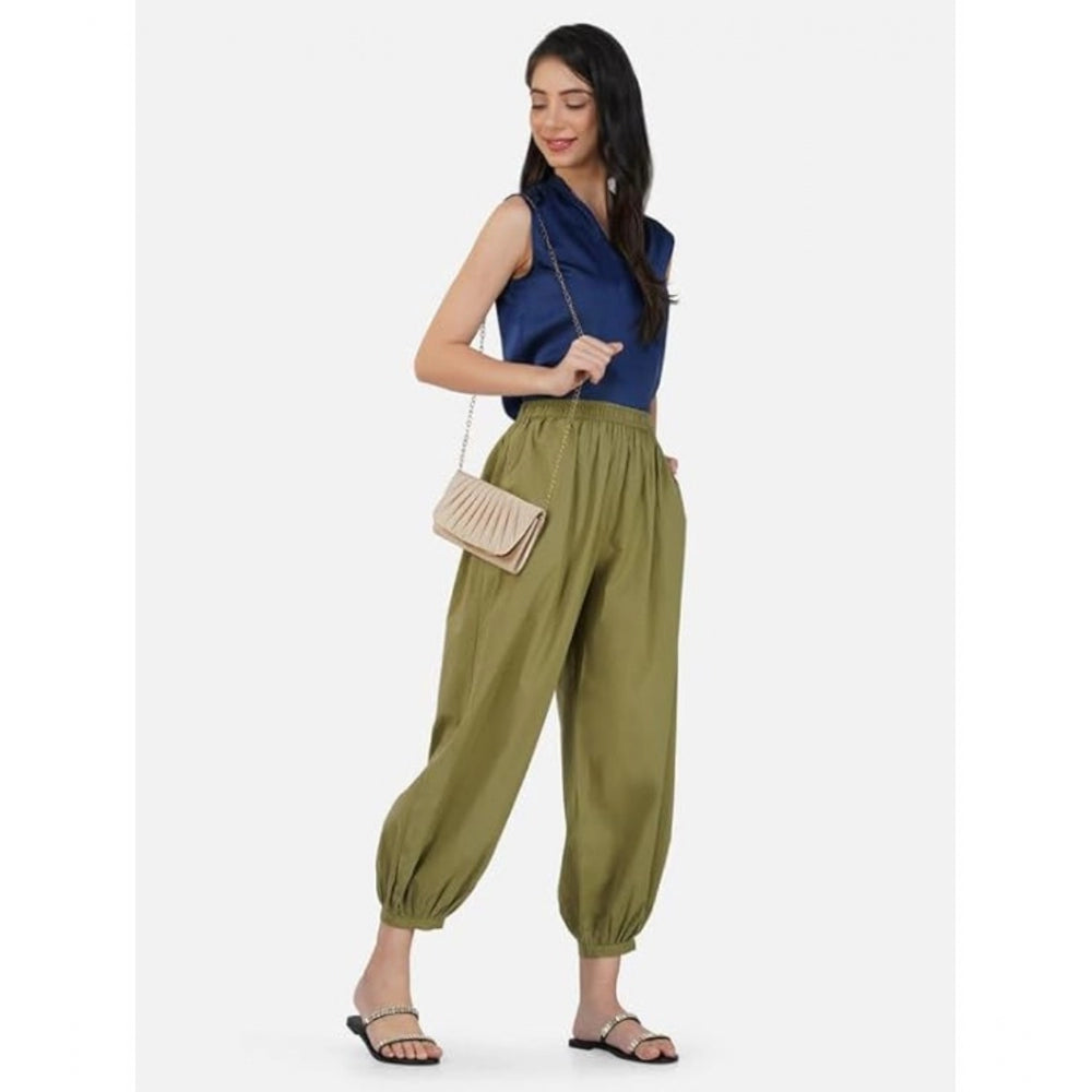 Ranili Casual Cotton Cambric Solid Elastic Waist Patiala Harem Pants