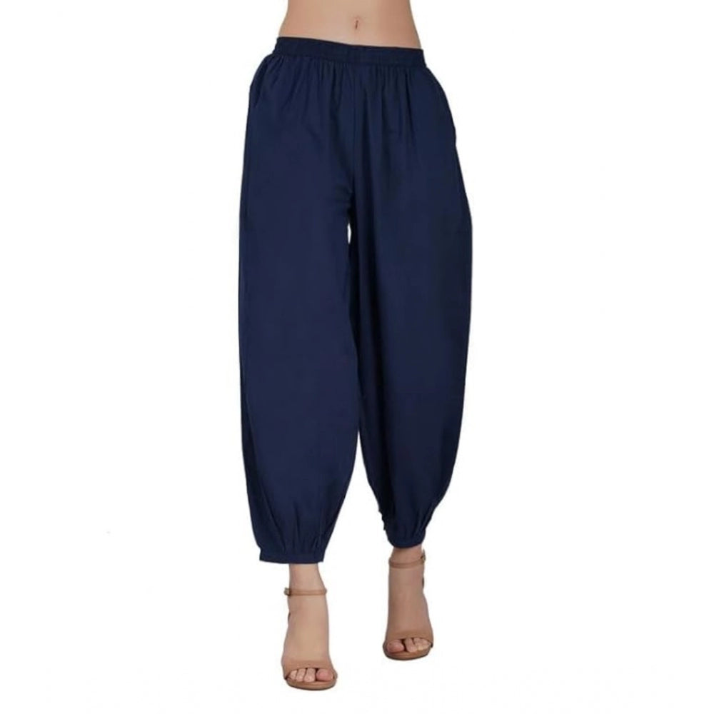 Ranili Casual Cotton Cambric Solid Elastic Waist Patiala Harem Pants
