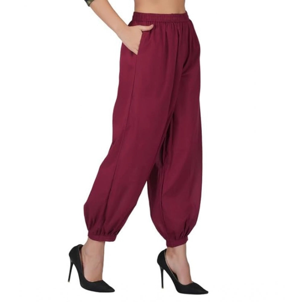 Ranili Casual Cotton Cambric Solid Elastic Waist Patiala Harem Pants