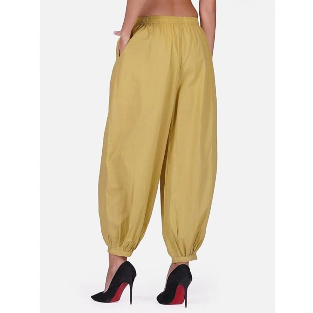 Ranili Casual Cotton Cambric Solid Elastic Waist Patiala Harem Pants