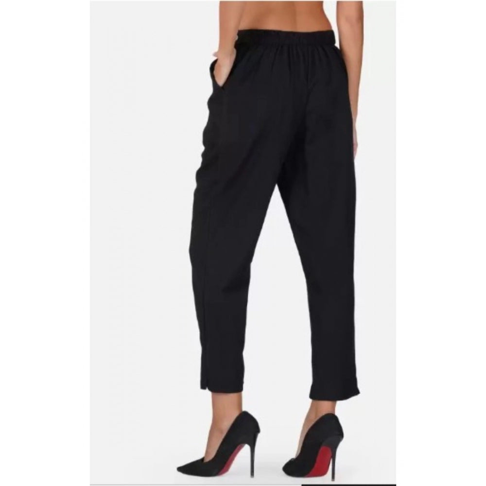 Ranili Casual Cotton Flax Solid Adjustable Waist Trouser Pants