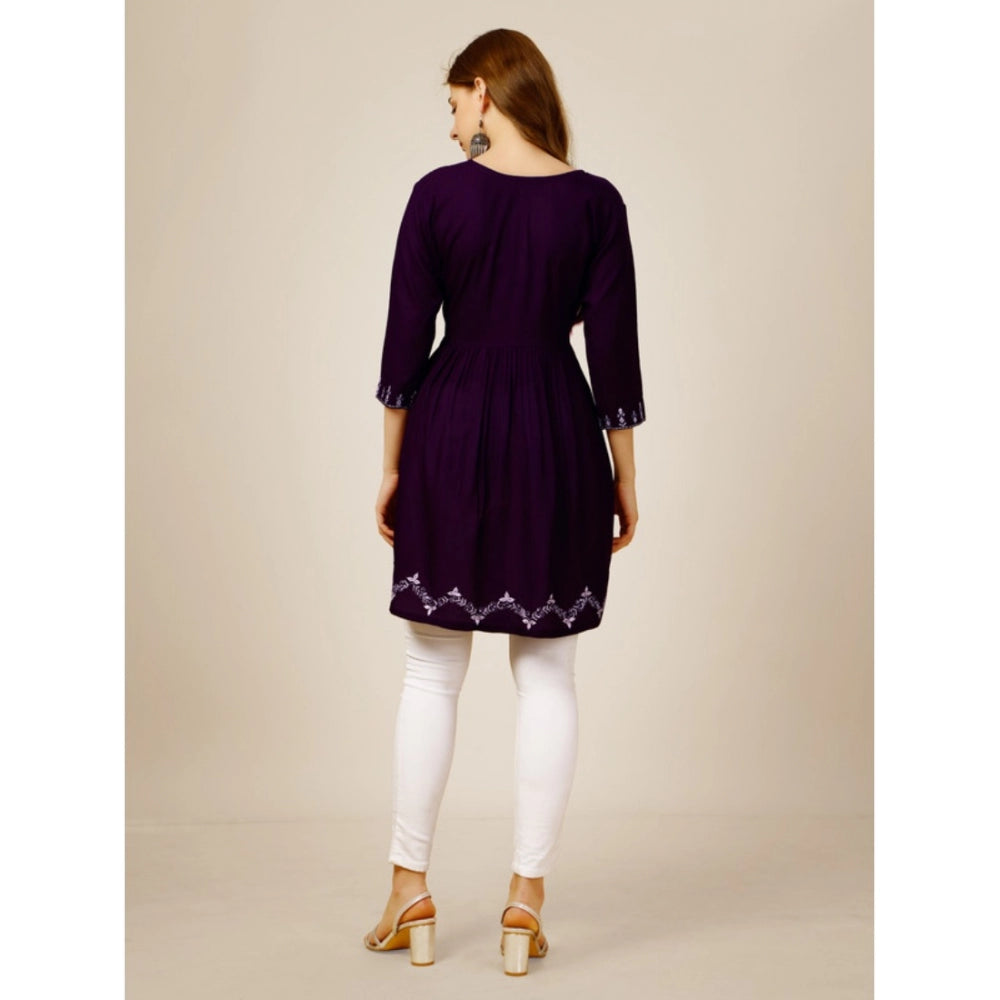 Ranili Casual 3-4 Th Sleeve Embroidered Rayon Tunic Top
