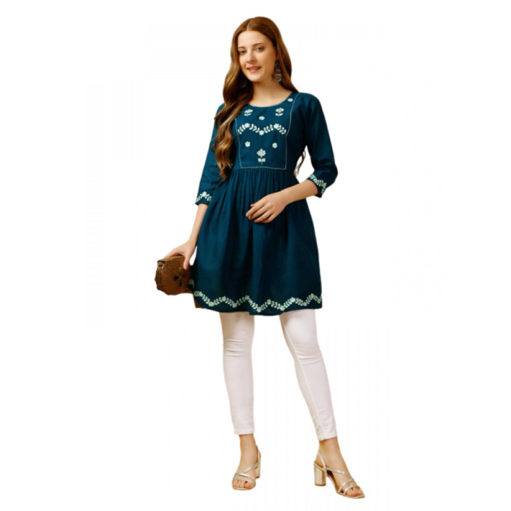 Ranili Casual 3-4 Th Sleeve Embroidered Rayon Tunic Top