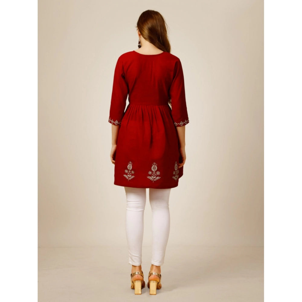 Ranili Casual 3-4 Th Sleeve Embroidered Rayon Tunic Top