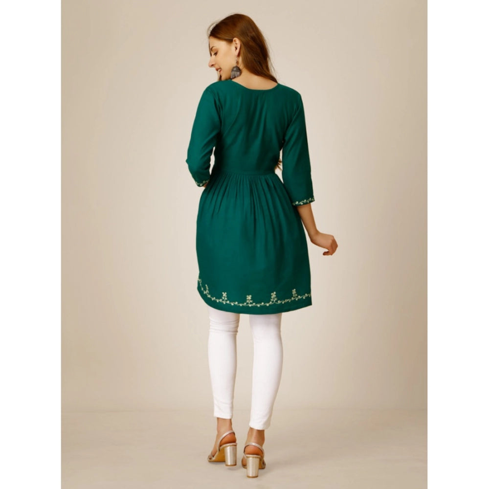 Ranili Casual 3-4 Th Sleeve Embroidered Rayon Tunic Top