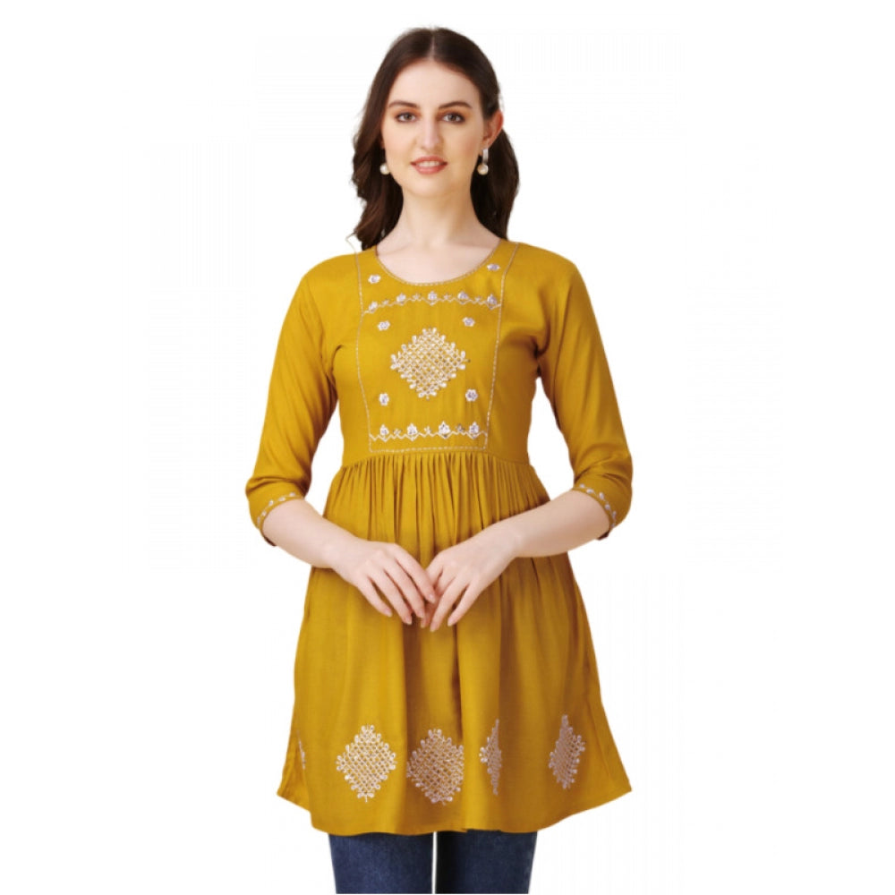 Ranili Casual 3-4 Th Sleeve Embroidered Rayon Tunic Top