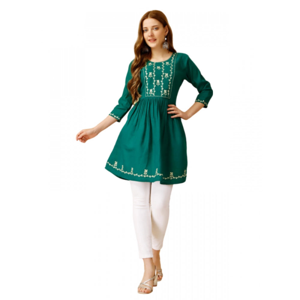 Ranili Casual 3-4 Th Sleeve Embroidered Rayon Tunic Top