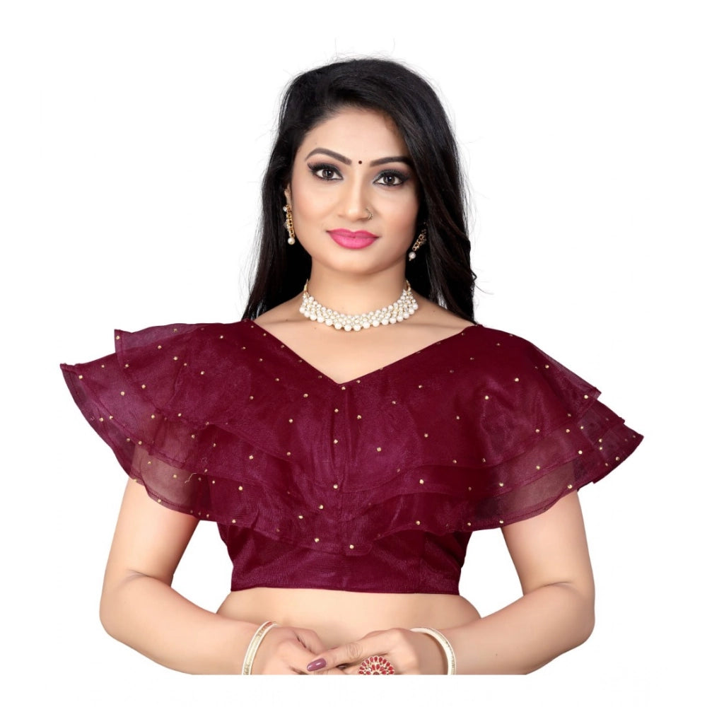 Ranili Women's nylon Diamond Work Readymade Blouse