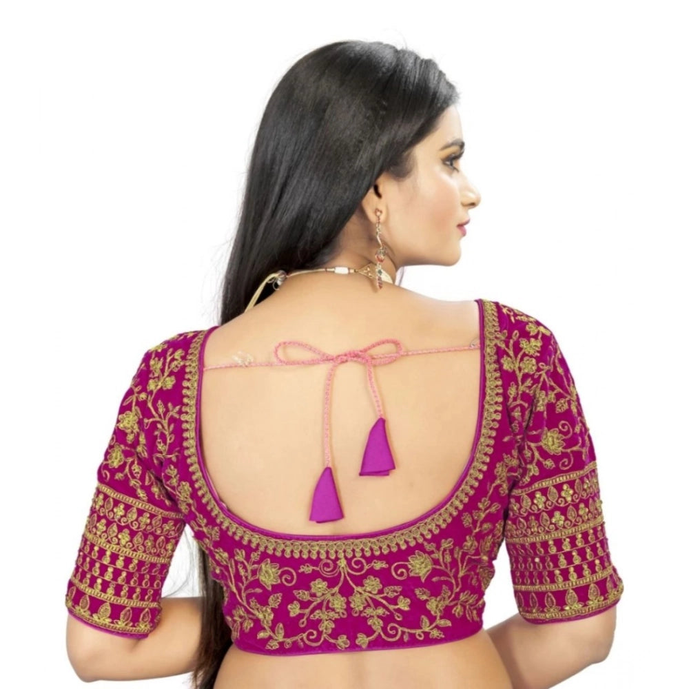 Ranili Women's velvet Embroidery Readymade Blouse