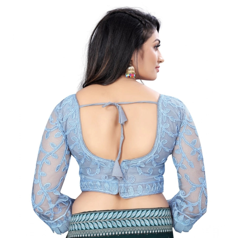 Ranili Women's nylon Net Embroidery Readymade Blouse