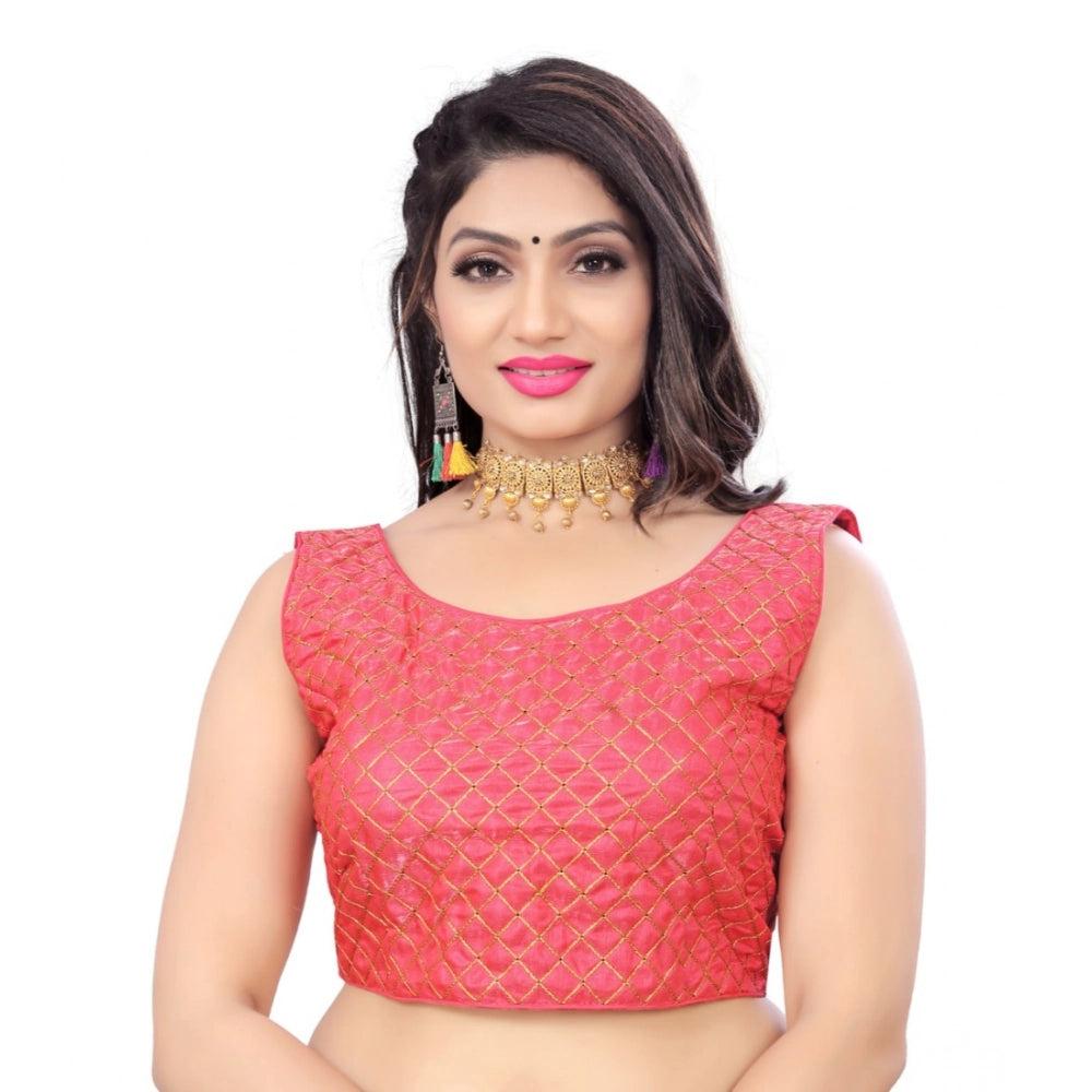 Ranili Women's satin Embroidery Readymade Blouse