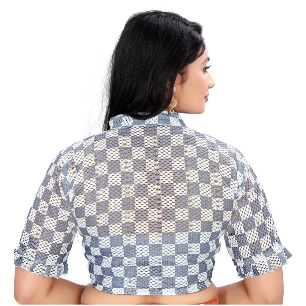 Ranili Women's cotton Blend Checks Readymade Blouse