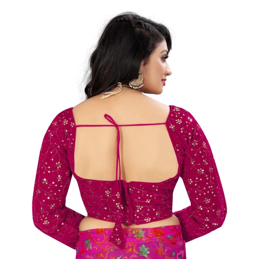 Ranili Women's velvet Embroidery Readymade Blouse