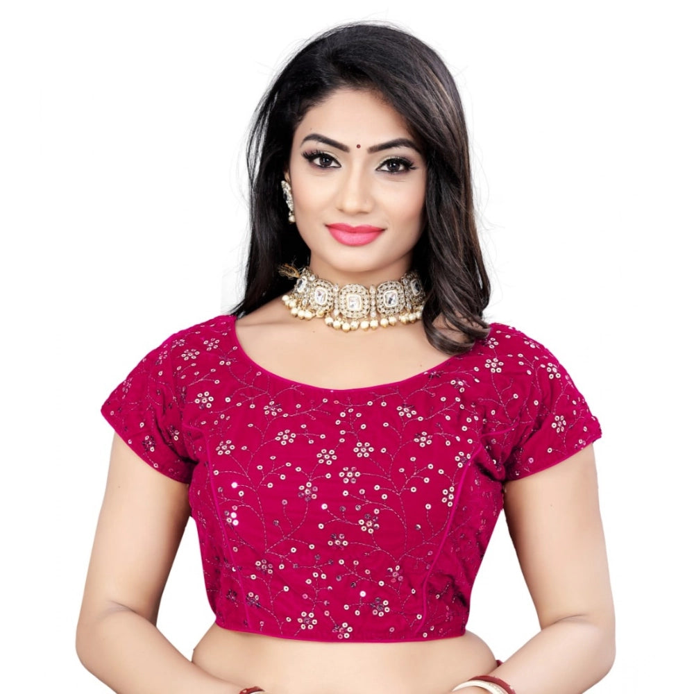 Ranili Women's velvet Sequins Readymade Blouse