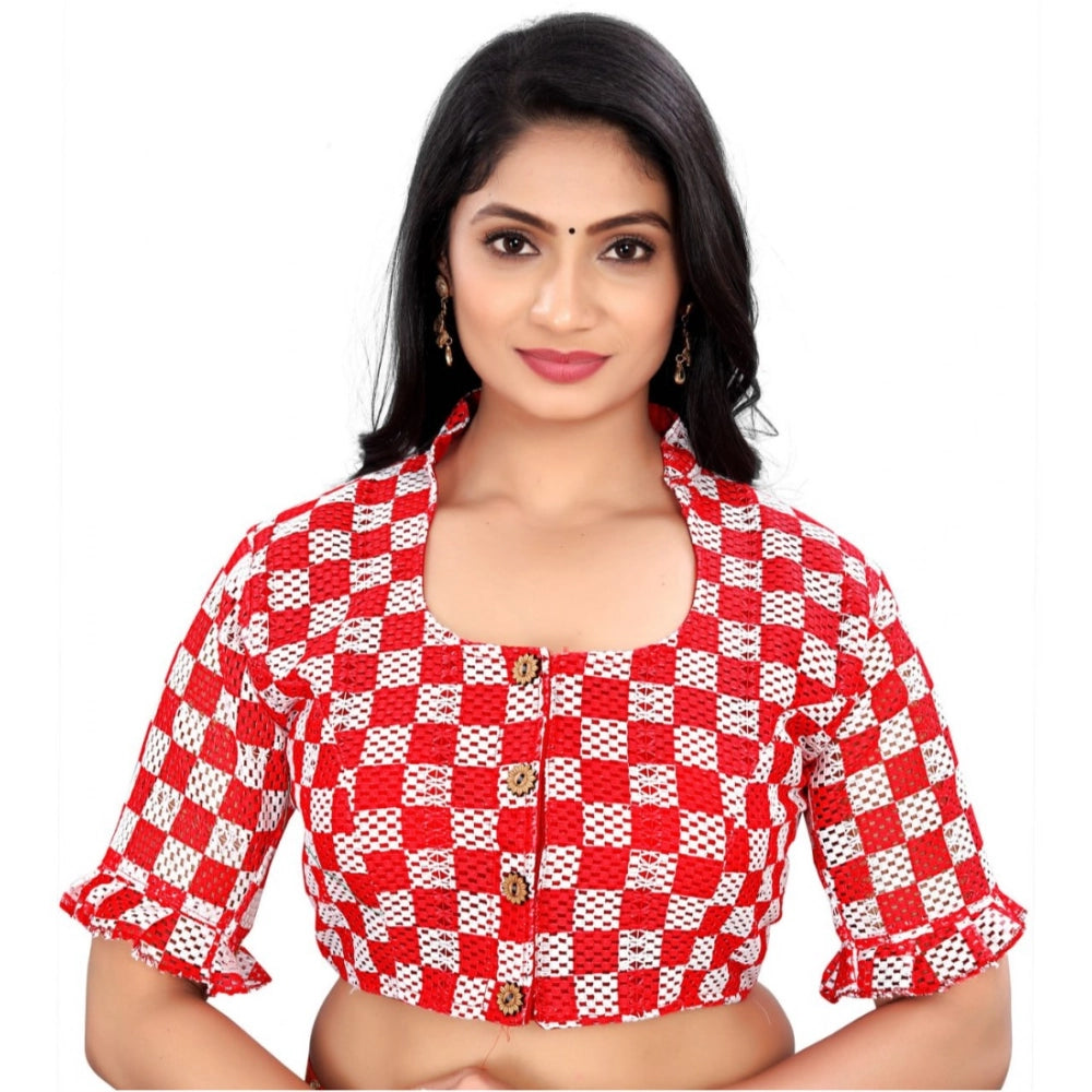 Ranili Women's cotton Blend Checks Readymade Blouse