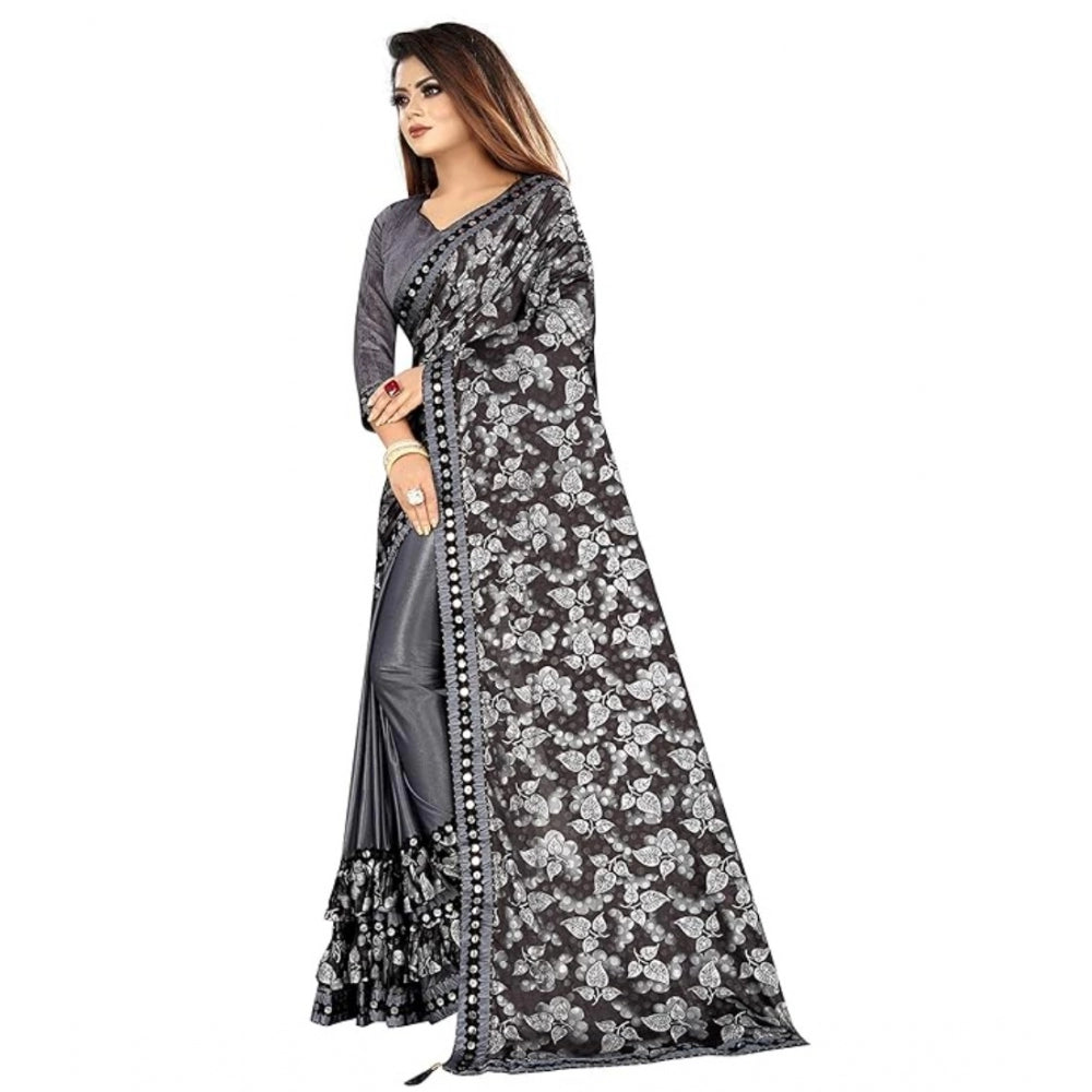 Ranili Lycra Solid Saree With Unstitched Blouse