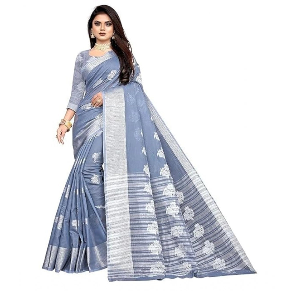 Ranili Cotton Silk Floral Saree With Unstitched Blouse