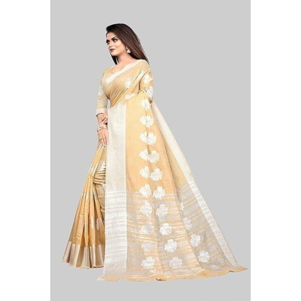Ranili Cotton Silk Floral Saree With Unstitched Blouse
