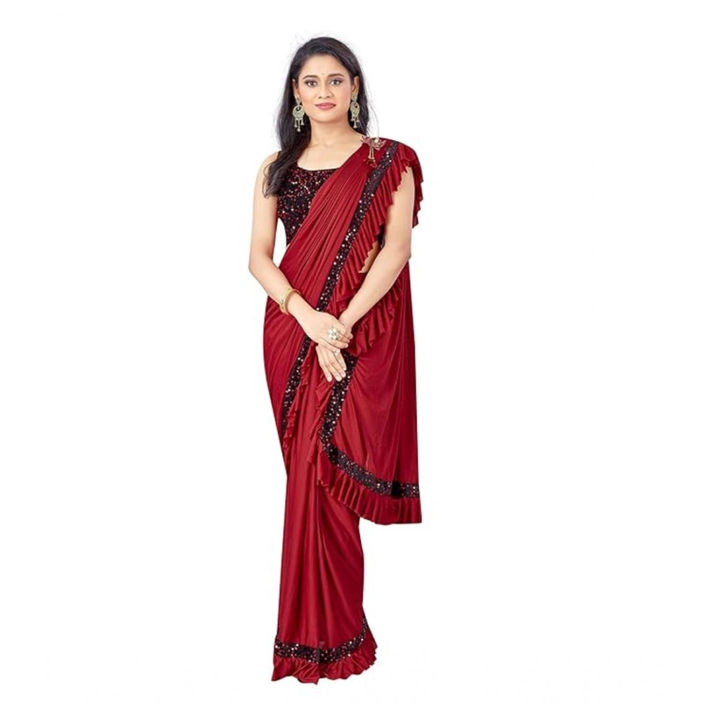 Ranili Lycra Solid Saree With Unstitched Blouse
