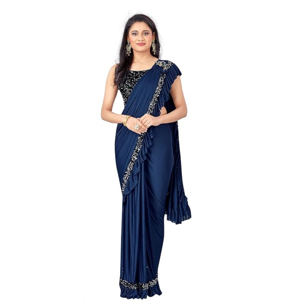 Ranili Lycra Solid Saree With Unstitched Blouse