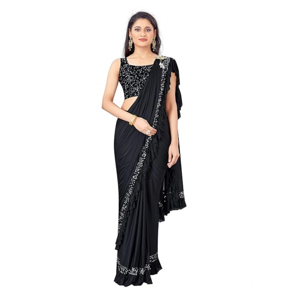 Ranili Lycra Solid Saree With Unstitched Blouse