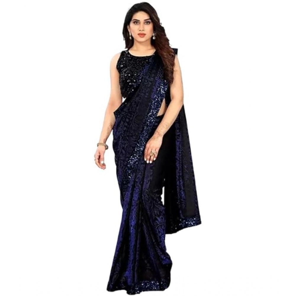 Ranili Lycra Floral Saree With Unstitched Blouse