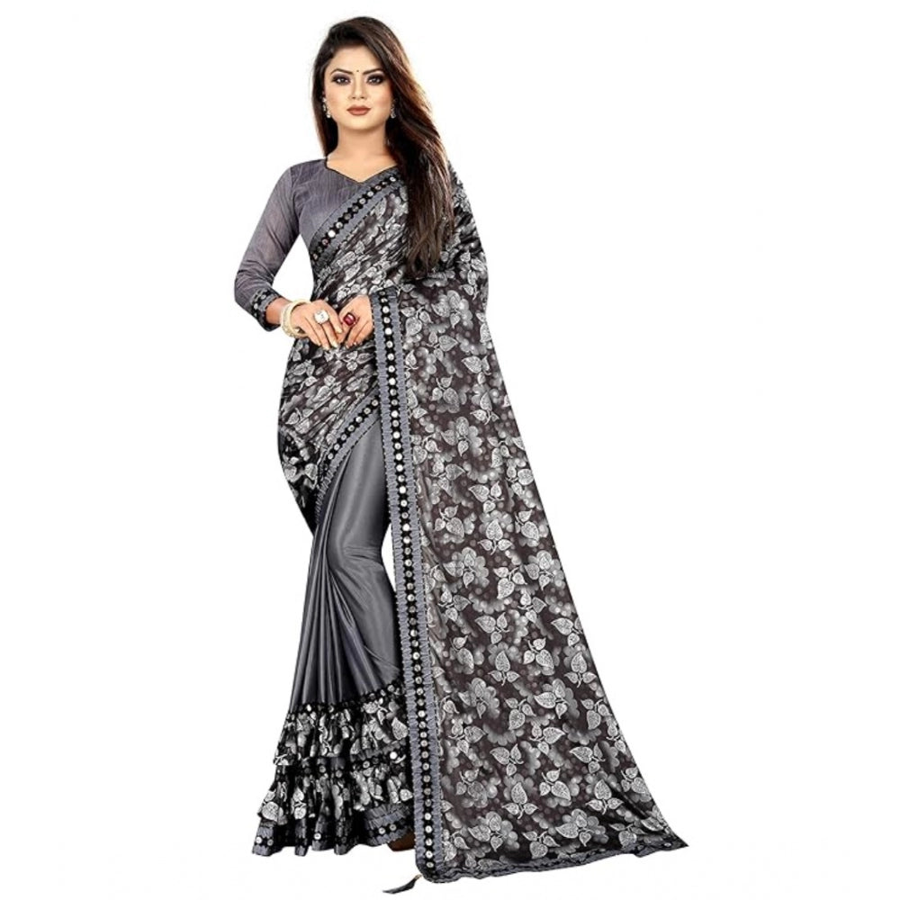 Ranili Lycra Solid Saree With Unstitched Blouse