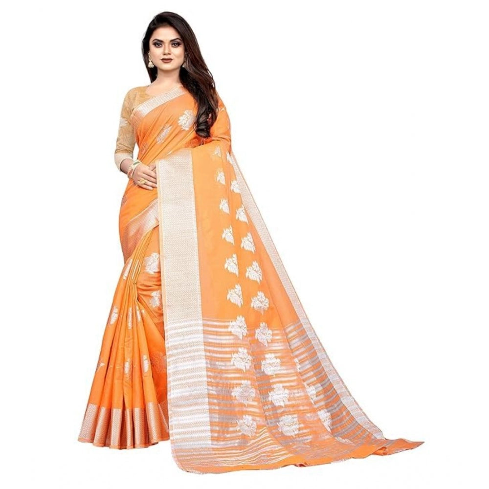 Ranili Cotton Silk Floral Saree With Unstitched Blouse