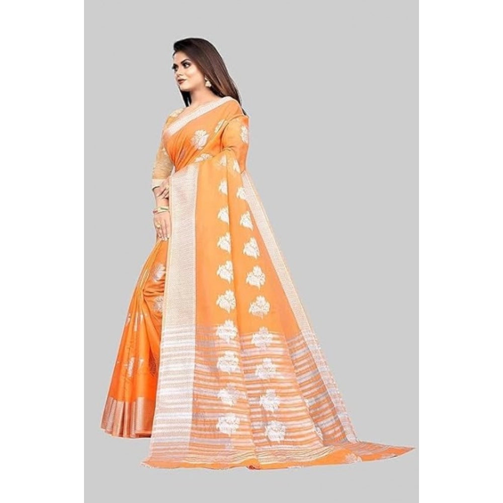Ranili Cotton Silk Floral Saree With Unstitched Blouse