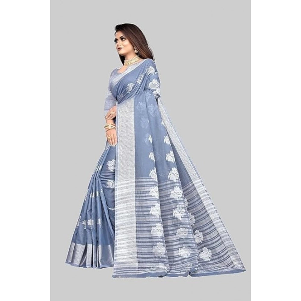 Ranili Cotton Silk Floral Saree With Unstitched Blouse